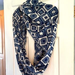 Infinity scarf shades of blue and white 68” x 24.5”